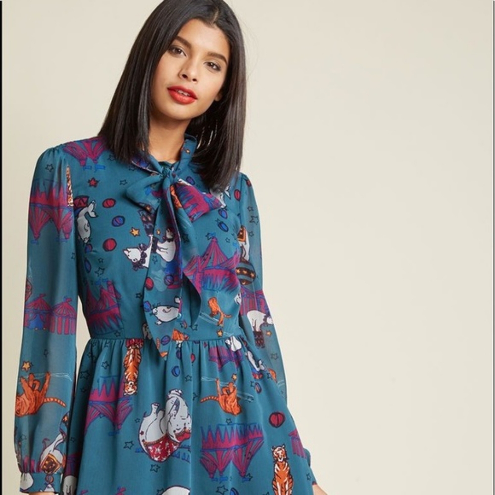 Modcloth Circus Print Dress Plus Size